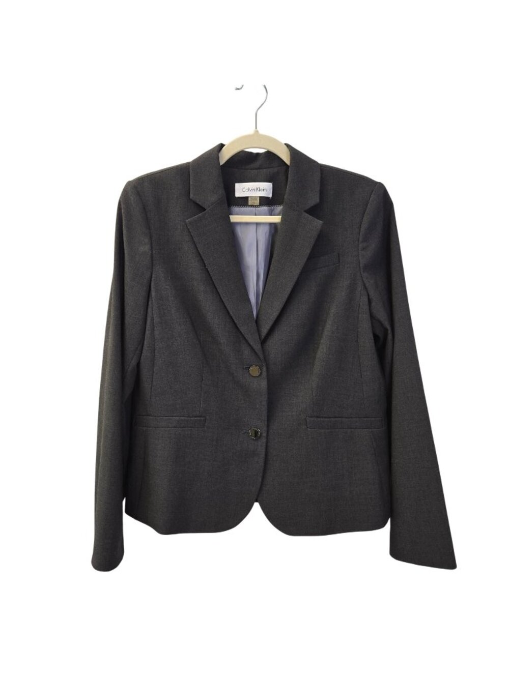 Calvin Klein Two Button Closure Dark Gray Blazer Jacket Size 12